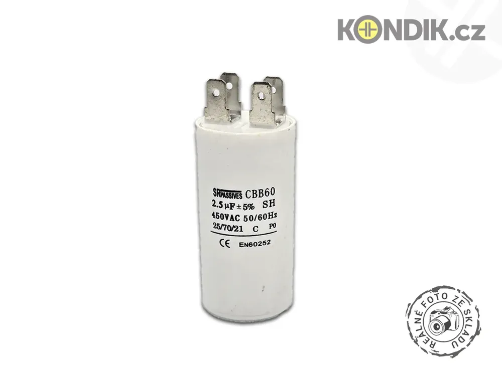 Rychlé dodání - Motorový rozběhový kondenzátor 2,5uF 450V CBB60A