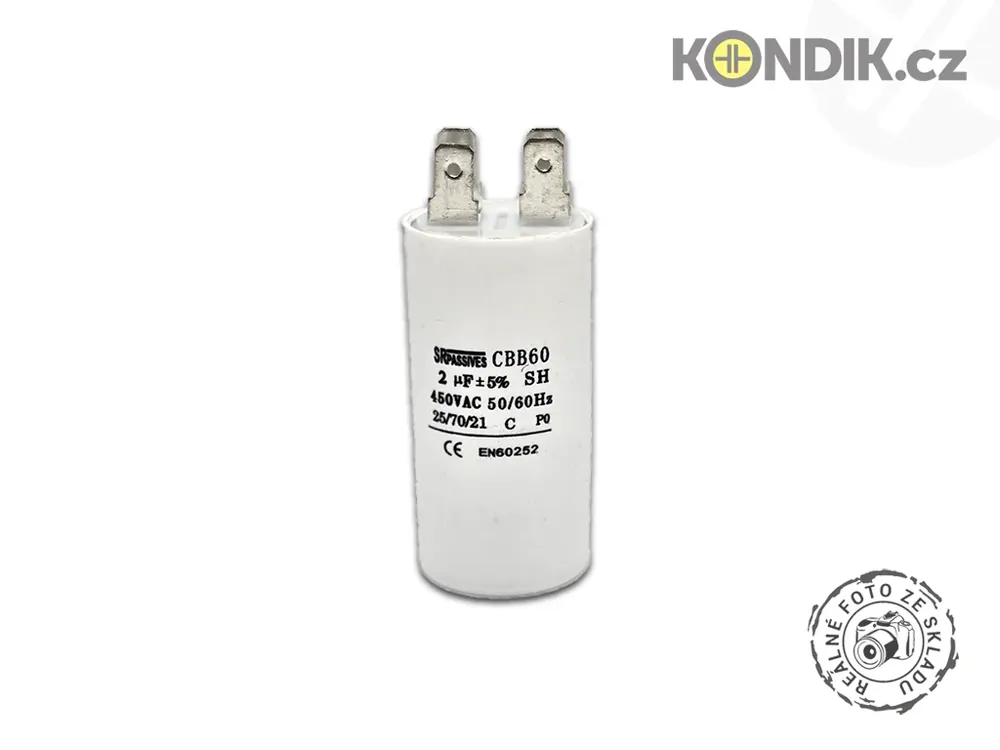 Motorový rozběhový kondenzátor 2uF 450V CBB60A - Zvýhodněná cena