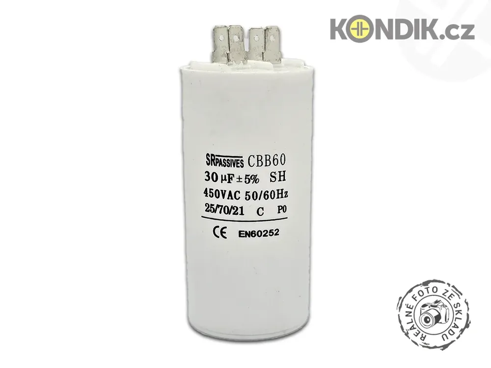 Motorový rozběhový kondenzátor 30uF 450V CBB60A | Populární