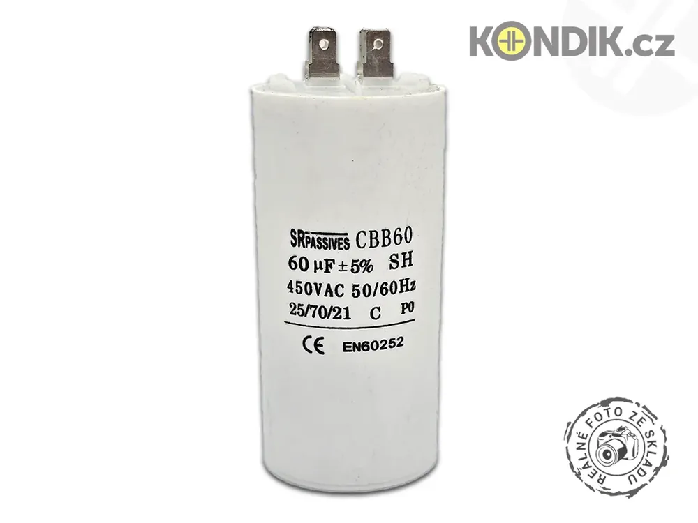 Speciální nabídka - Motorový rozběhový kondenzátor 60uF 450V CBB60A