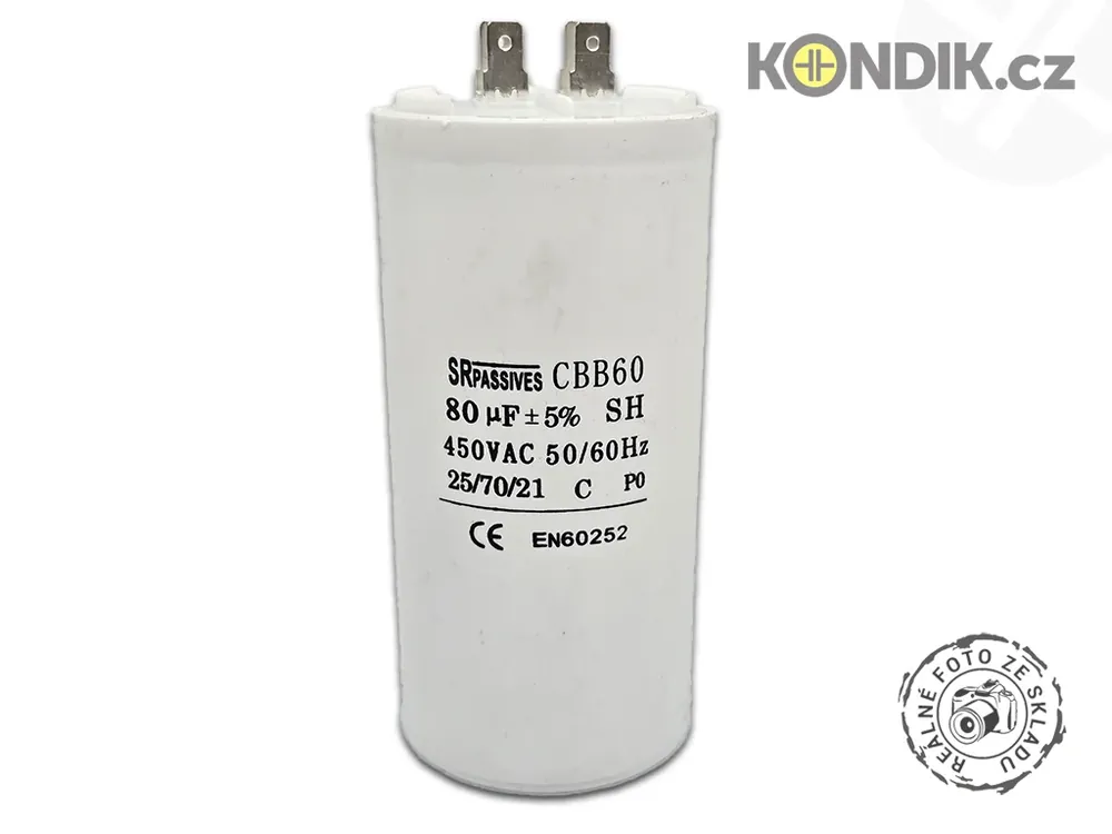Časově omezená nabídka - Motorový rozběhový kondenzátor 80uF 450V CBB60A