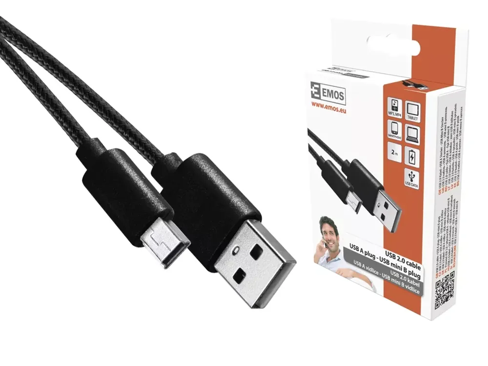 Rychlé doručení | Kabel USB-A 2.0 / mini USB-B 2.0, 2m, černý