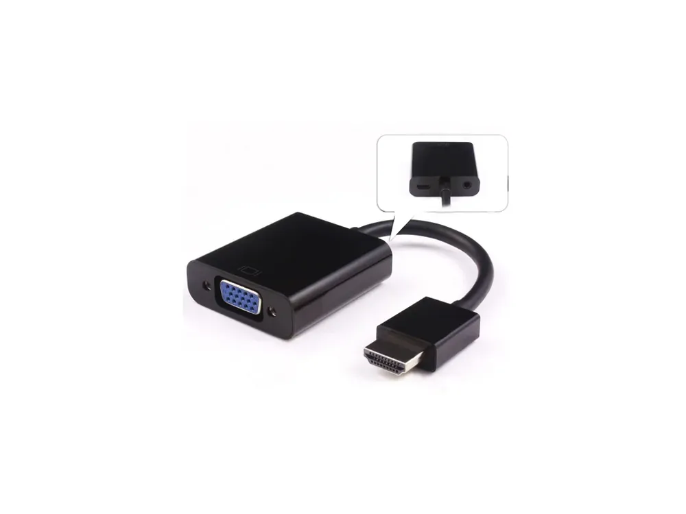 Už jen pár kusů - Převodník HDMI na VGA se zvukem JACK 3,5mm stereo, černý