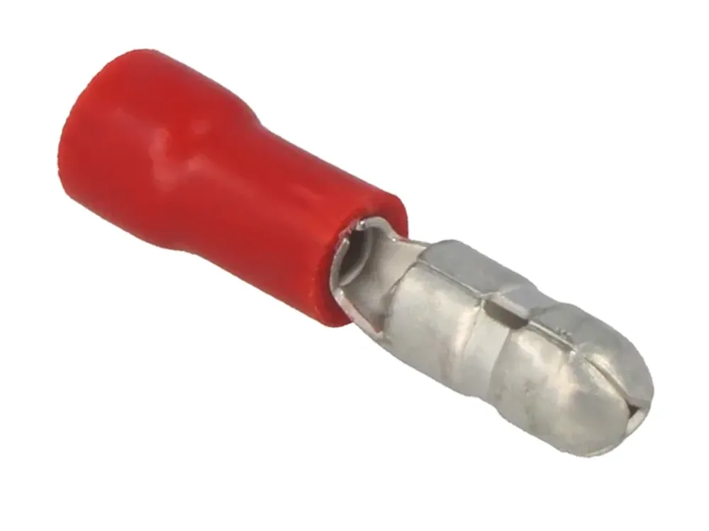 Faston 4mm kolík límec červený - Akce