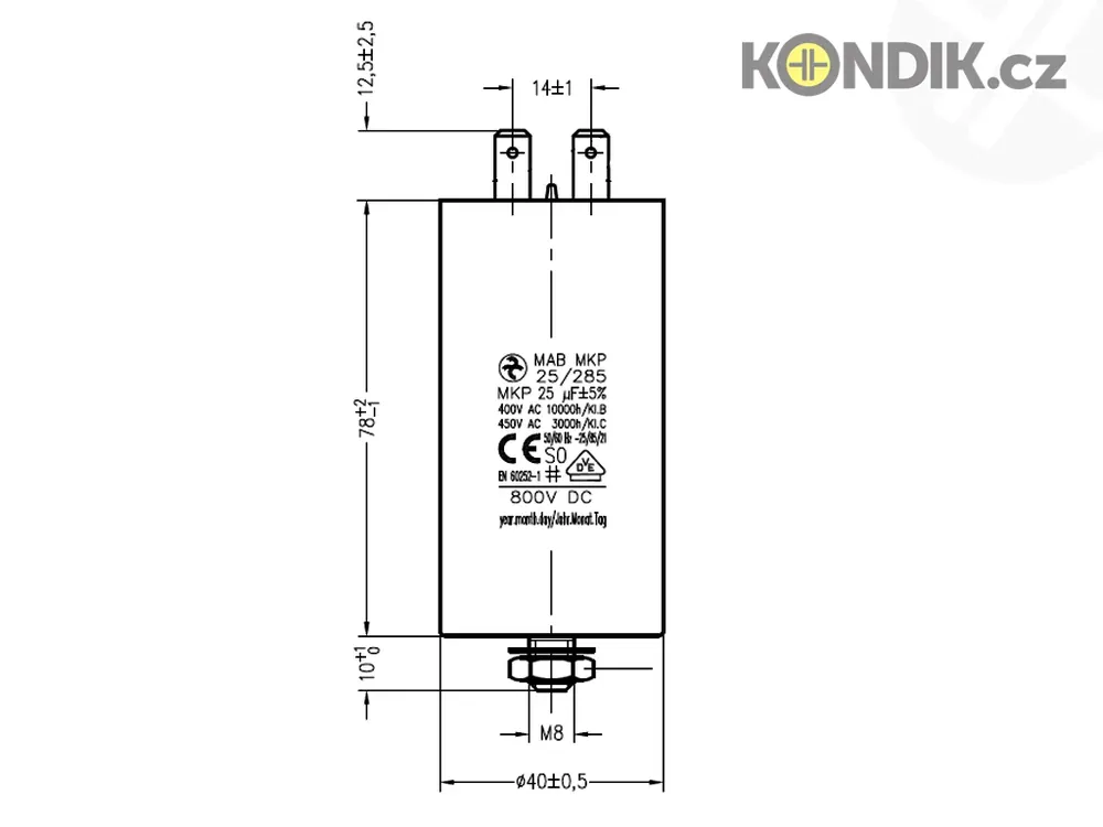 Motorový rozběhový kondenzátor 25uF 285V Hydra MAB MKP - Oblíbený u zákazníků