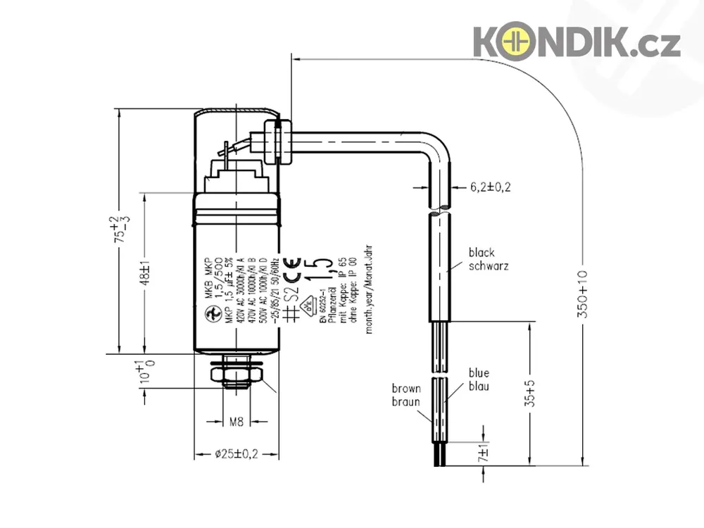 Motorový rozběhový kondenzátor 1,5uF 500V Hydra MKB MKP | Bestseller