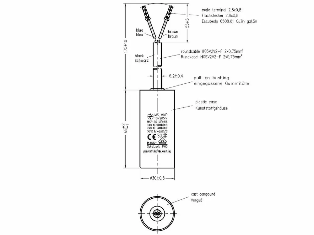 Nově v sortimentu | Motorový rozběhový kondenzátor 10uF 285V Hydra MS MKP