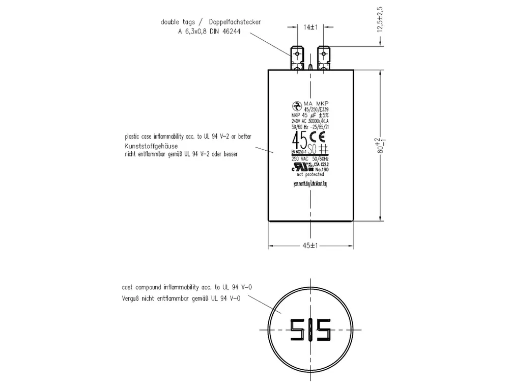 Motorový rozběhový kondenzátor 45uF 250V Hydra MA MKP - Objednat online