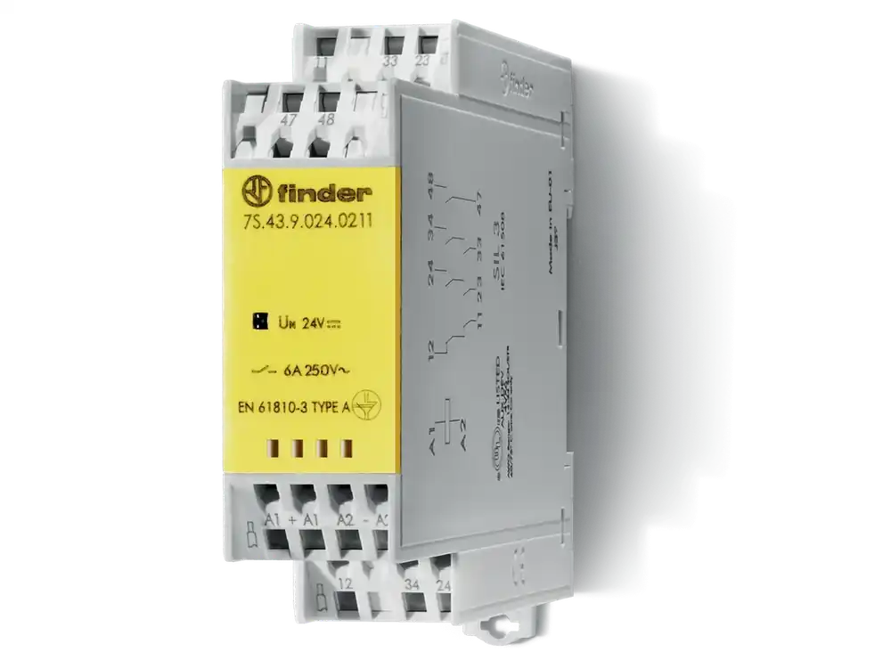 Nový produkt - Relé 24V DC, 2 NO + 1 NC + AUX, 6A, Finder 7S.43.9.024.0211