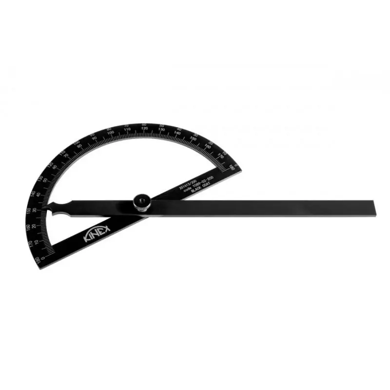 Velká sleva - Úhloměr obloukový KINEX BLACK COAT 180°, 200x290 mm