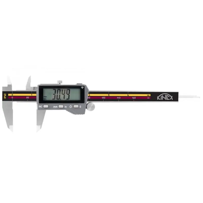 Poslední kus | Digitální posuvné měřítko do vlhkého prostředí KINEX ICONIC Labo 200 mm, DIN 862, IP 67 - TOP QUALITY, Bluetooth