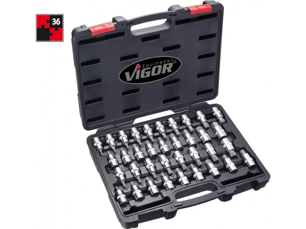 Snadné objednání | Sada nástrčných hlavic 1/2”, 36 ks, VIGOR - V2496