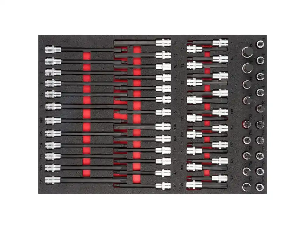 Nabídka - Nástrčné hlavice s bity v pěnové výplni, Imbus, Torx, 1/2", 62 ks, VIGOR - V6809
