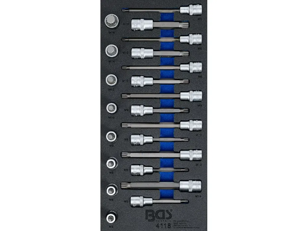 Sada nástrčných klíčů v pěnové výplni, tisícihran XZN, 1/2", 22 ks - B4118 | Čerstvá novinka