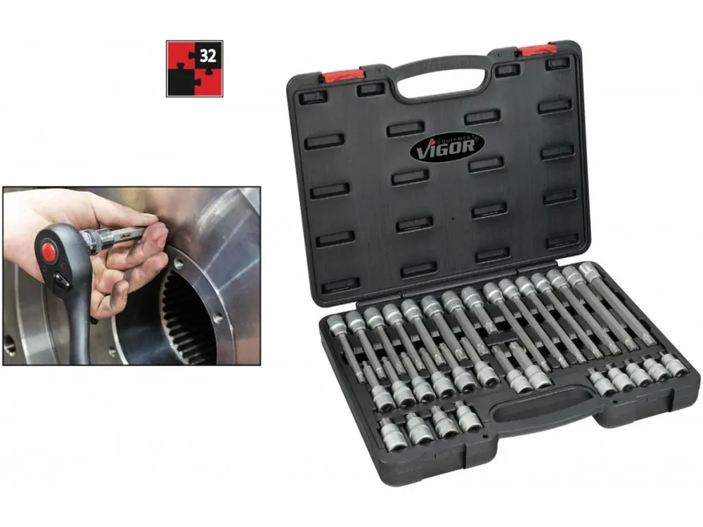 Sada nástrčných hlavic s bity RIBE 1/2” M5-M14, 32 ks Vigor - V2201 | Zvýhodněná cena