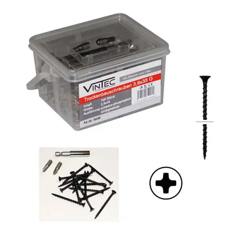 Vintec Šrouby do sádrokartonu 3,9x35 G, 700 ks - Blesková nabídka