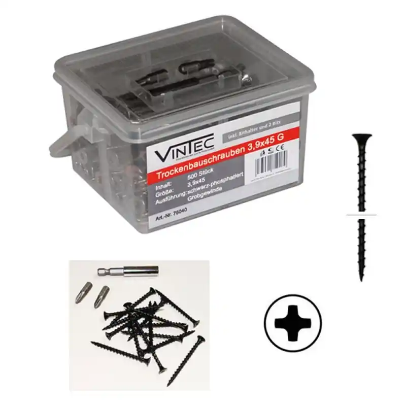 Kupte nyní | Vintec Šrouby do sádrokartonu 3,9x45 G, 500 ks