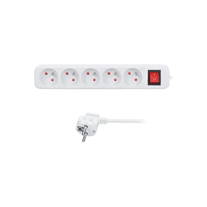 Akce - SOLIGHT Prodlužovací kabel s 5 zásuvkami s vypínačem, 2 m, bílý