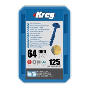Kreg Blue-Kote Maxi-Loc Šrouby pro skryté spoje - 64 mm, hrubý závit, 125 ks - Cenový hit