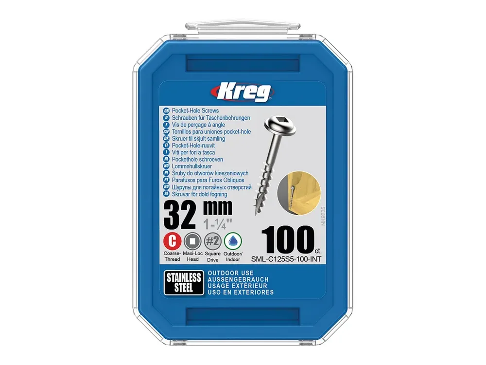 Ušetřete | Kreg Nerez Maxi-Loc Šrouby pro skryté spoje - 32 mm, hrubý závit, 100 ks