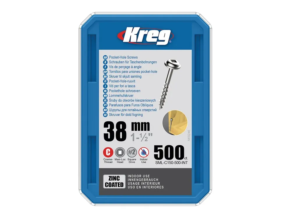 Top cena | Kreg Zinc Maxi-Loc Šrouby pro skryté spoje - 38 mm, hrubý závit, 500 ks