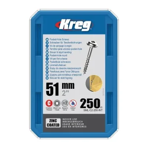 Akční nabídka - Kreg Zinc Maxi-Loc Šrouby pro skryté spoje - 51 mm, hrubý závit, 250 ks