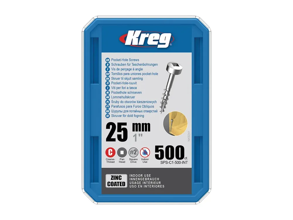 Tovární cena | Kreg Zinc Pan-Head Šrouby pro skryté spoje - 25 mm, hrubý závit, 500 ks