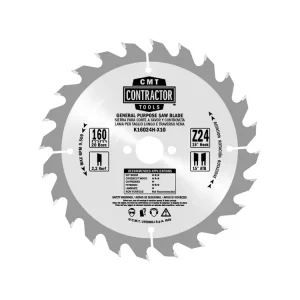 CMT Contractor Pilový kotouč na dřevo - D160x2,2 d20 Z24 HW | Ušetřete nyní
