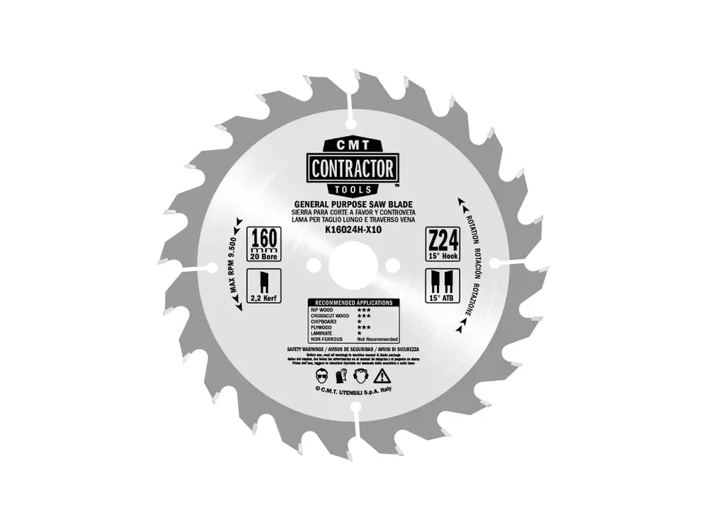 CMT Contractor Pilový kotouč na dřevo - D160x2,2 d20 Z24 HW | Ušetřete nyní