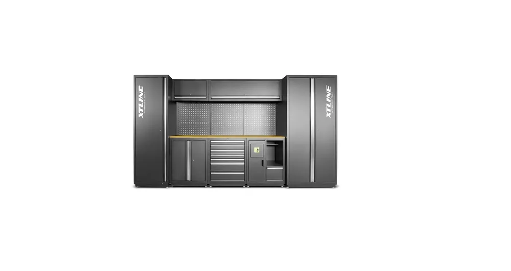 XTLINE Modulární dílenský set „D“ s pracovní deskou a úložnými prostory 11 dílů, 3520 × 530 × 1960 mm - Zlevněno