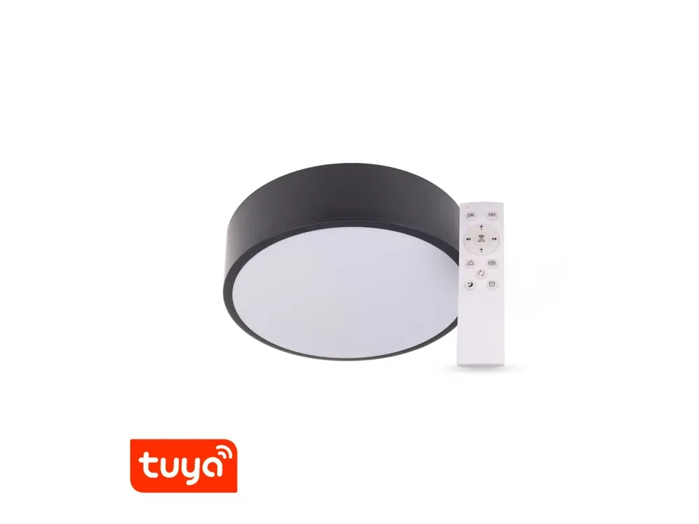 SMART Tuya LED svítidlo RENDO 24W CCT kulaté černé | Sleva