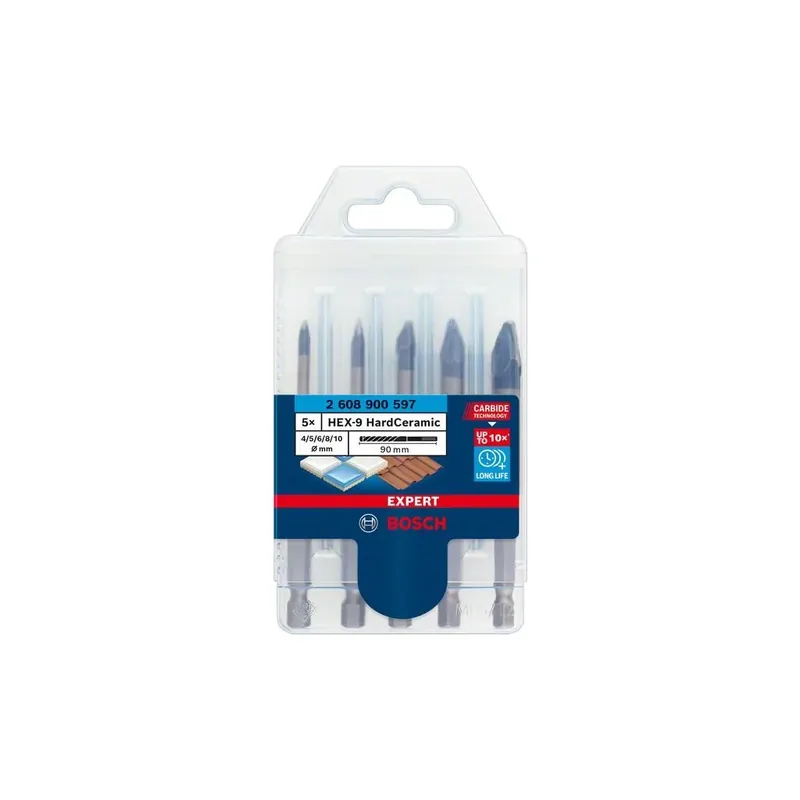 Set vrtáků do dlažby EXPERT HEX-9 HardCeramic 4, 5, 6, 8, 10 x 90 mm - Žádaný produkt