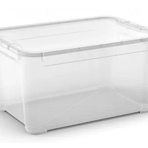 Doprodej zásob | Plastový úložný box s víkem T box, vel. L, transparentní, 47 litru