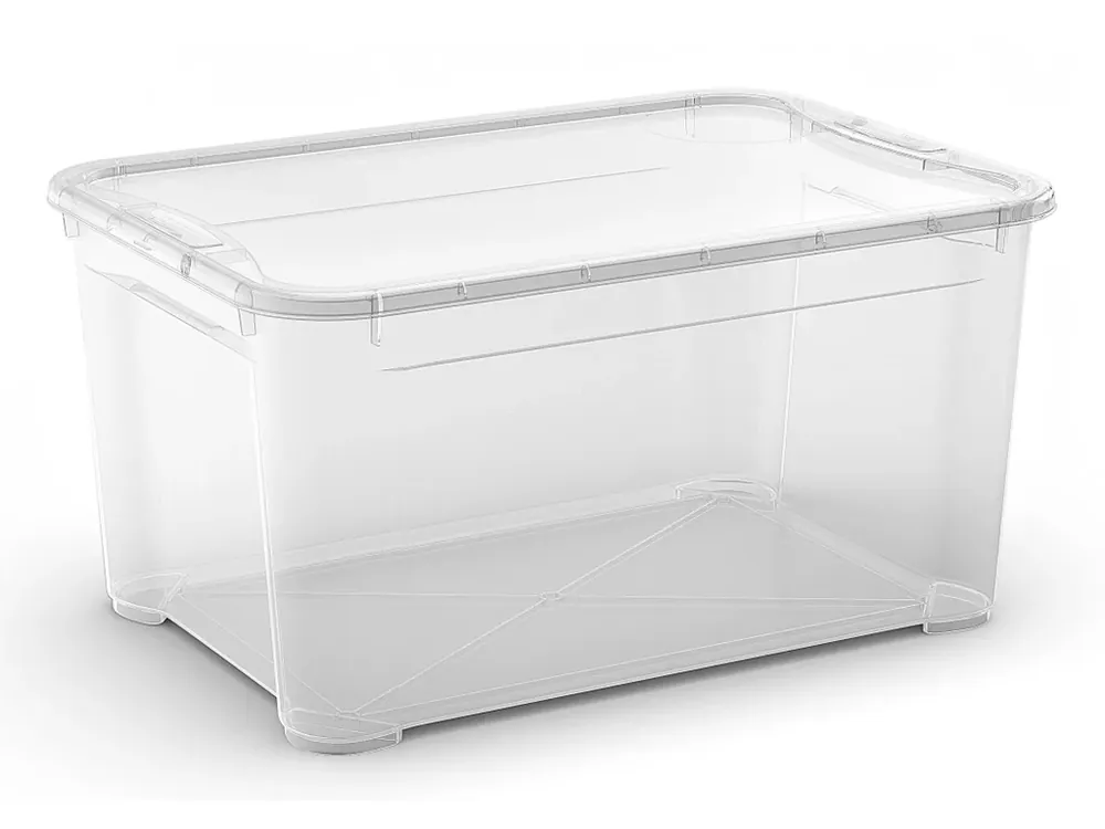 Doprodej zásob | Plastový úložný box s víkem T box, vel. L, transparentní, 47 litru