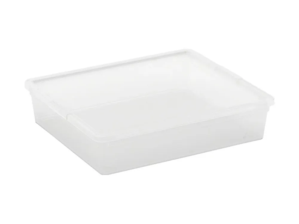 Plastový úložný box FLAT s víkem, transparentní, 9 litrů | Výborné hodnocení