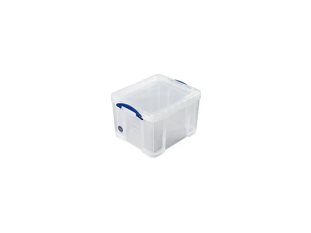 Kupte dnes - Plastový úložný box s víkem, really useful box, průhledný, 35 litrů