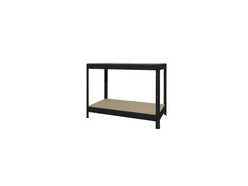 Dílenský stůl hobby HEAVY RACK, nosnost police 600 kg, 120 x 60 x 87 cm, černý - Objednejte dnes