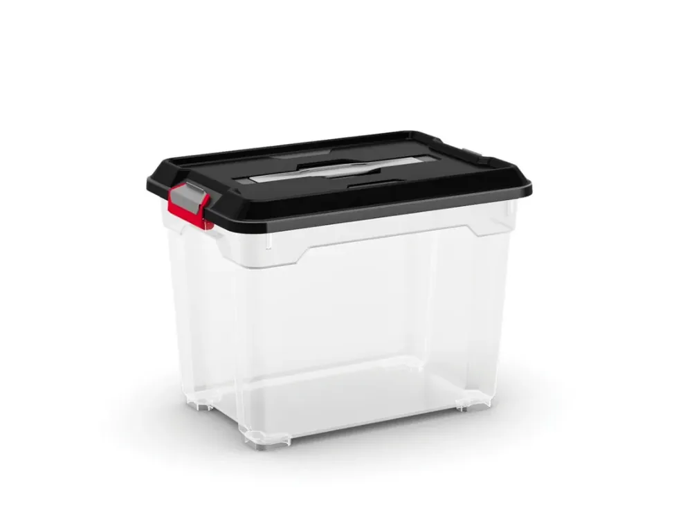 Plastový úložný box Moover box S, objem 18l, 38 x 26,5 x 28,5 (výška) cm, černé víko - Ihned k objednání