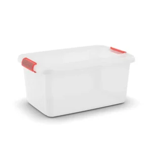 Nyní k dispozici - Plastový úložný box K-Latch L, objem 43l, 59 x 39 x 28 (výška) cm, bílý