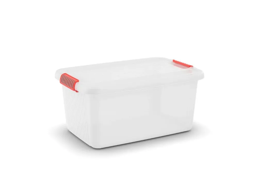 Nyní k dispozici - Plastový úložný box K-Latch L, objem 43l, 59 x 39 x 28 (výška) cm, bílý