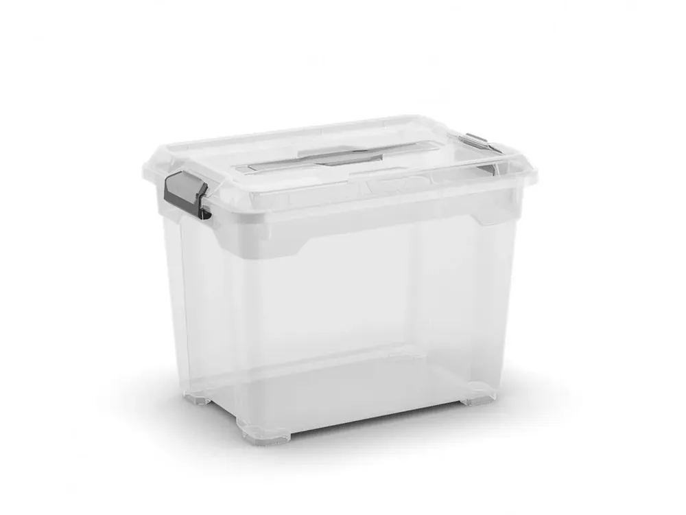 Poslední kusy | Plastový úložný box Moover box S, objem 18l, 38 x 26,5 x 28,5 (výška) cm, transparentní víko