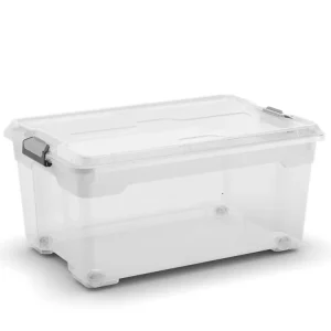 Plastový úložný box Moover box L, objem 45l, 58 x 38 x 27 (výška) cm, transparentní víko | Výhodná koupě