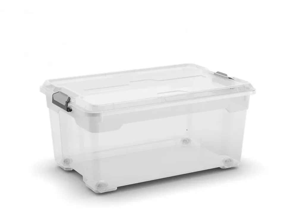 Plastový úložný box Moover box L, objem 45l, 58 x 38 x 27 (výška) cm, transparentní víko | Výhodná koupě