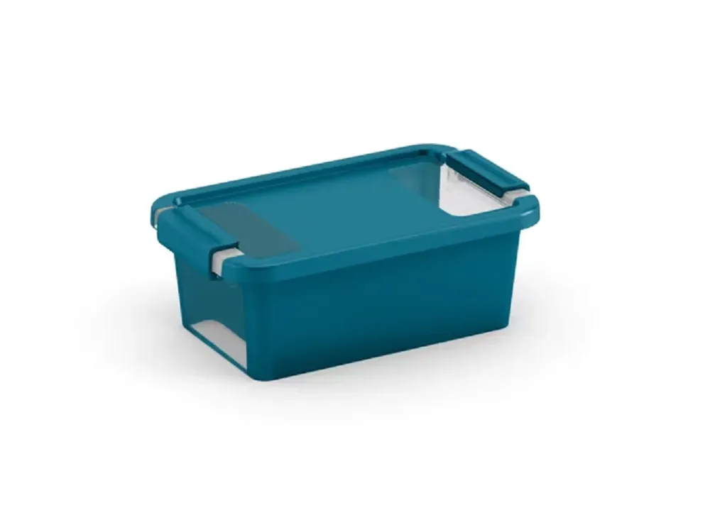 Skvělá nabídka | Plastový úložný box BI, objem 3l, 26,5 x 16 x 10 (výška) cm, tyrkys