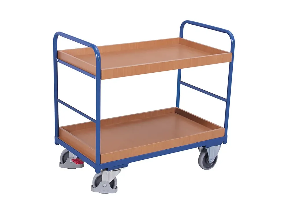 Policový vozík, 2 police s ohraněním, Variofit, ložná plocha 116 x 75 cm, do 250 kg, modrá/antracit | Velmi populární