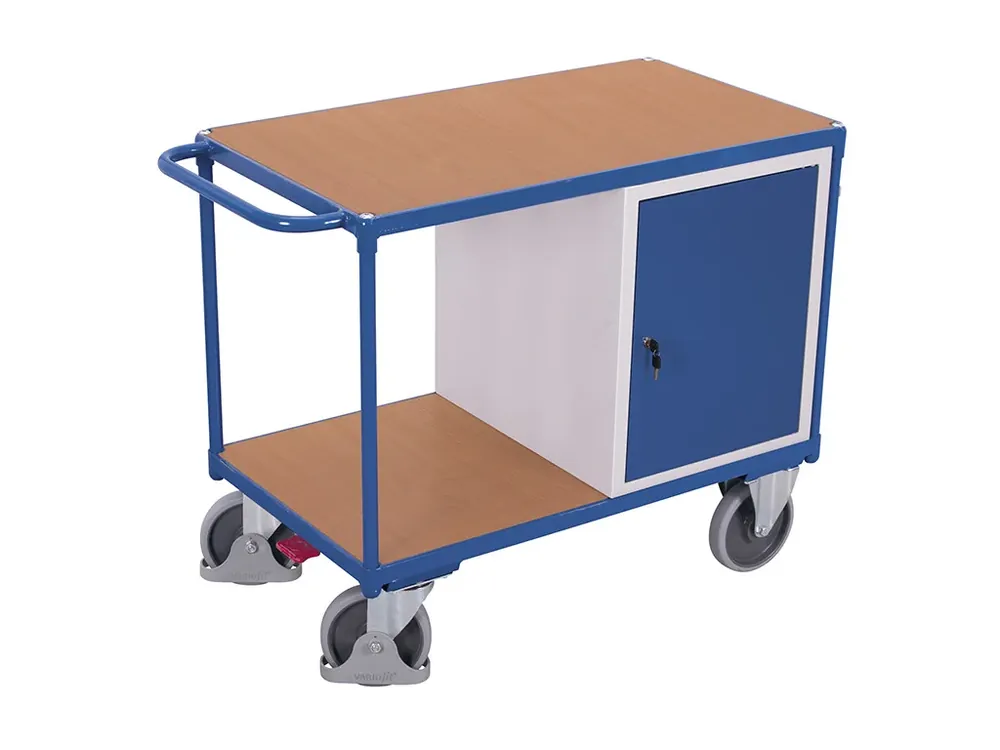 Dílenský vozík, 1 skříňka, Variofit, do 500 kg, š x h x v 119 x 60 x 93 cm, modrá/antracit - Zvýhodněná cena
