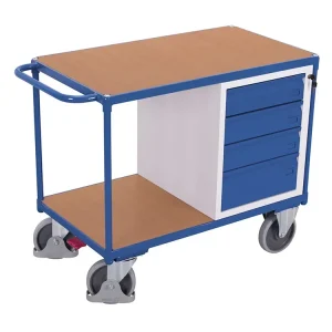 Dílenský vozík, 4 zásuvky, Variofit, do 500 kg, š x h x v 119 x 60 x 93 cm, modrá/antracit - Končí brzy