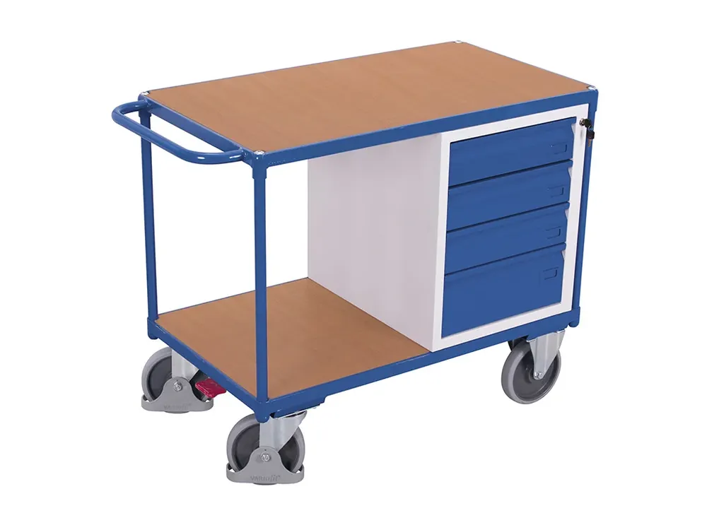 Dílenský vozík, 4 zásuvky, Variofit, do 500 kg, š x h x v 119 x 60 x 93 cm, modrá/antracit - Končí brzy