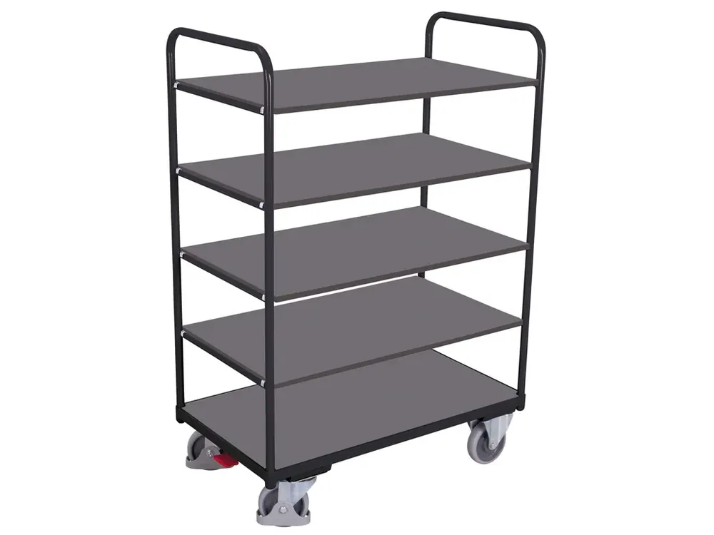 Akce | Vysoký policový vozík, Variofit, 5 polic (84 x 48 cm), do 250 kg, modrá/antracit