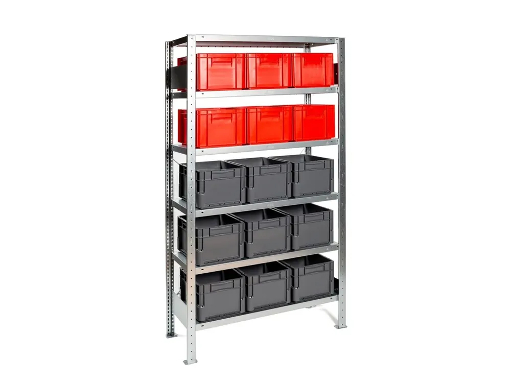 Regál s 9 + 6 zásuvnými boxy, 200 x 100 x 40 cm | Skvělá nabídka